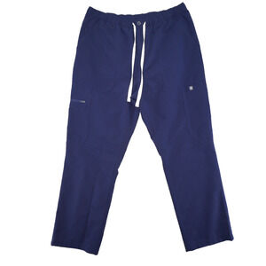 FIGS Technical Collection Scrub Pants Royal Blue Cargo Drawstring L/S